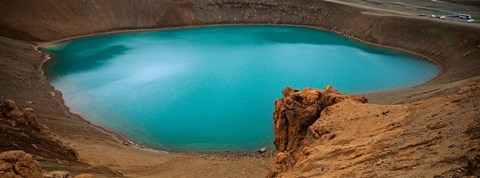 Framed Lake On The Volcano, Blue Lake, Viti Crater, Iceland Print