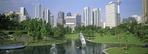 Framed Park In The City, Petronas Twin Towers, Kuala Lumpur, Malaysia Print