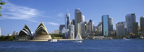 Framed Australia, New South Wales, Sydney, Sydney harbor, View of Sydney Opera House and city Print