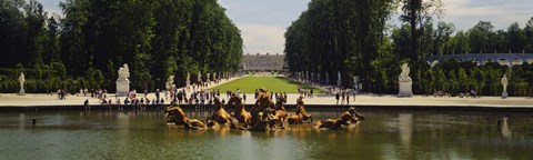 Framed Fountain in a garden, Versailles, France Print