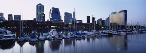Framed Boats Docked At A Harbor, Puerto Madero, Buenos Aires, Argentina Print