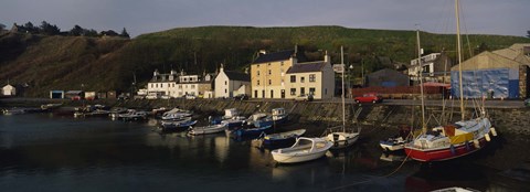 Framed Boats Moored At The Dock, Stonehaven, Scotland, United Kingdom Print