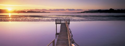 Framed High angle view of a pier on a river, Pounawea, The Catlins, South Island New Zealand, New Zealand Print
