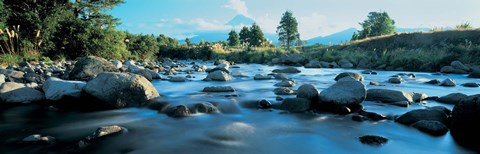 Framed Rocks in the river, Mount Taranaki, Taranaki, North Island, New Zealand Print