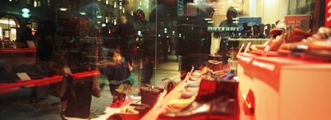 Framed Shoes displayed in a store window, Munich, Germany Print