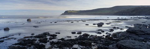 Framed Rocks On The Beach, Robin Hood&#39;s Bay, North Yorkshire, England, United Kingdom Print