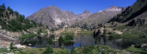 Framed Lake Surrounded By Mountains, Mercantour, Hinterland, French Riviera Print