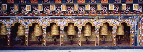 Framed Prayer Wheels In A Temple, Chimi Lhakhang, Punakha, Bhutan Print