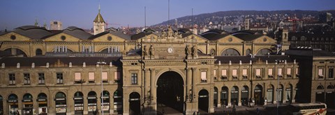 Framed Facade of a train station, Zurich, Switzerland Print