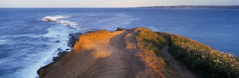 Framed High Angle View Of The Sea From A Cliff, Filey Brigg, England, United Kingdom Print