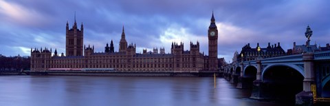 Framed Government Building At The Waterfront, Big Ben And The Houses Of Parliament, London, England, United Kingdom Print