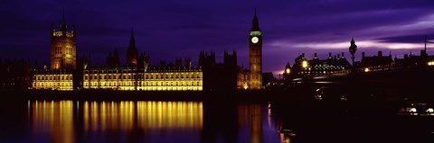 Framed Government Building Lit Up At Night, Big Ben And The House Of Parliament, London, England, United Kingdom Print