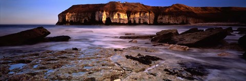Framed Rock Formations Near A Bay, Thornwick Bay, Flamborough, Yorkshire, England, United Kingdom Print
