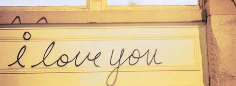 Framed Close-up of I love you written on a wall Print