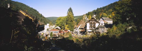 Framed High Angle View Of A Town, Triberg Im Schwarzwald, Black Forest, Baden-Wurttemberg, Germany Print