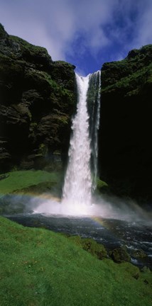 Framed Waterfall in the forest, Kvernufoss, Iceland Print