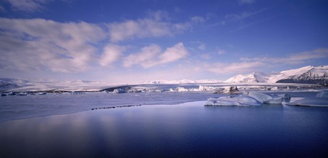 Framed Glacier floating on water, Jokulsarlon Glacial Lagoon, Vatnajokull, Iceland Print