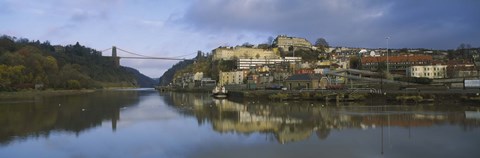 Framed Suspension bridge across a river, Clifton Suspension Bridge, River Avon, Bristol, England Print