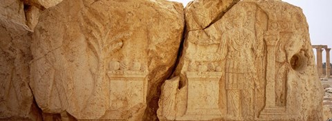 Framed Carving on rocks, Palmyra, Syria Print