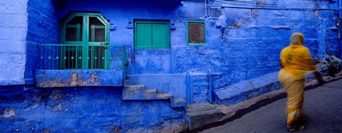 Framed Rear view of a woman walking on the street, Jodhpur, Rajasthan, India Print