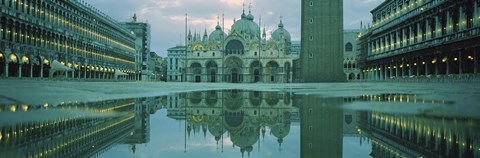 Framed Reflection of a cathedral on water, St. Mark&#39;s Cathedral, St. Mark&#39;s Square, Venice, Veneto, Italy Print