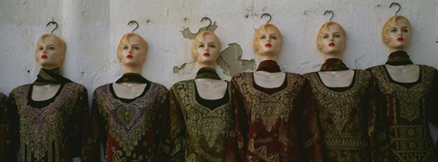 Framed Group of mannequins in a market stall, Tripoli, Libya Print