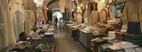 Framed Clothing stores in a market, Souk Al-Liffa, Tripoli, Libya Print