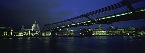 Framed Low angle view of a bridge across a river, Millennium Bridge, Thames River, London, England Print