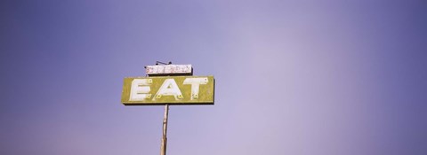 Framed Low angle view of an old sign board, Highway 395, California, USA Print
