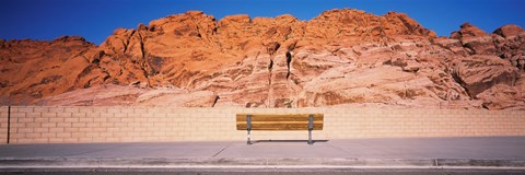 Framed Bench in front of rocks, Red Rock Canyon State Park, Nevada, USA Print