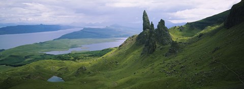 Framed High angle view of rock formations on a mountain, Old Man Of Storr, Isle Of Skye, Scotland Print