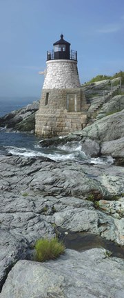 Framed Lighthouse along the sea, Castle Hill Lighthouse, Narraganset Bay, Newport, Rhode Island (vertical) Print