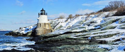 Framed Lighthouse along the sea, Castle Hill Lighthouse, Narraganset Bay, Newport, Rhode Island (horizontal) Print