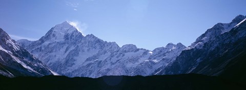 Framed Snow covered mountains, Mt. Tutoko, Fiordlands National Park, Southland, South Island, New Zealand Print
