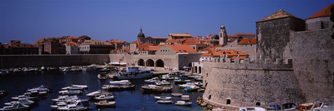 Framed High angle view of boats at a port, Old port, Dubrovnik, Croatia Print