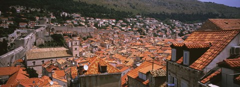 Framed High angle view of a city as seen from Southwest side of city wall, Dubrovnik, Croatia Print