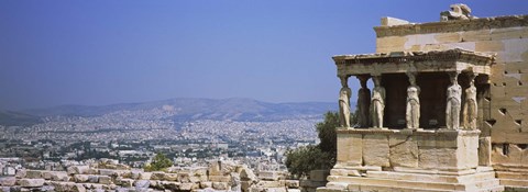 Framed City viewed from a temple, Erechtheion, Acropolis, Athens, Greece Print