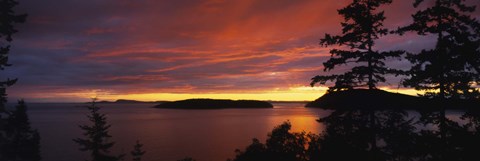 Framed Clouds over the sea at dusk, Rosario Strait, San Juan Islands, Fidalgo Island, Skagit County, Washington State, USA Print