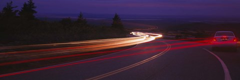 Framed Cars moving on the road, Mount Desert Island, Acadia National Park, Maine, USA Print