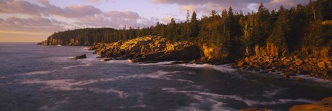 Framed Rock formations at the coast, Monument Cove, Mount Desert Island, Acadia National Park, Maine Print