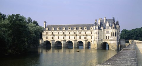 Framed Reflection of a castle in water, Chateau de Chenonceaux, Chenonceaux, Cher River, Loire Valley, France Print