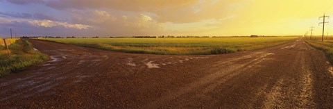 Framed Country crossroads passing through a landscape, Edmonton, Alberta, Canada Print