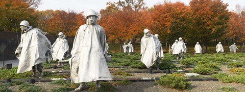 Framed Statues of army soldiers in a park, Korean War Memorial, Washington DC, USA Print
