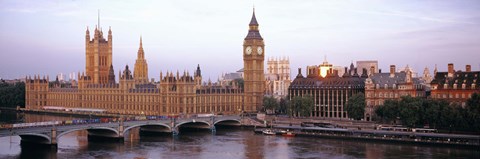 Framed Arch bridge across a river, Westminster Bridge, Big Ben, Houses Of Parliament, Westminster, London, England Print