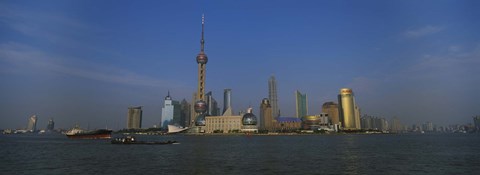 Framed Buildings at the waterfront, Oriental Pearl Tower, Huangpu River, Pudong, Shanghai, China Print