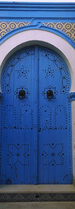 Framed Closed door of a house, Medina, Sousse, Tunisia Print