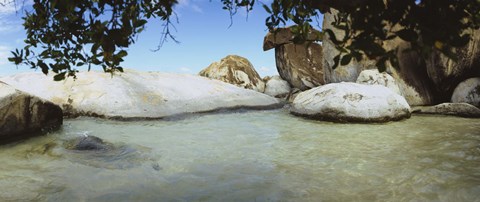 Framed Rocks in water, The Baths, Virgin Gorda, British Virgin Islands Print