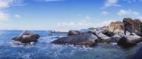 Framed Rock formations in the sea, The Baths, Virgin Gorda, British Virgin Islands Print