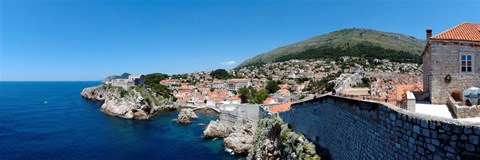 Framed Buildings at the waterfront, Adriatic Sea, Lovrijenac, Dubrovnik, Croatia Print