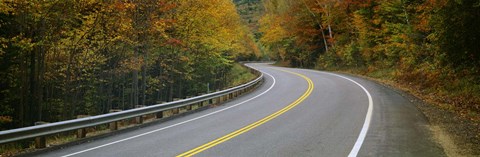 Framed Road passing through a forest, Winding Road, New Hampshire, USA Print